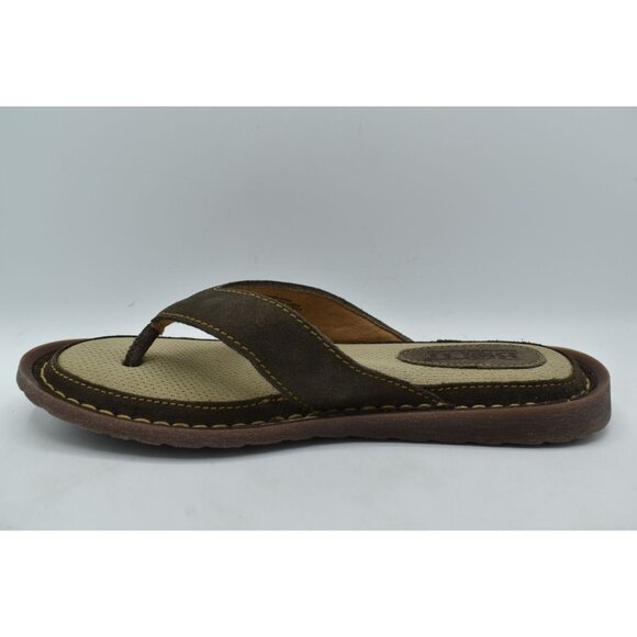 Born Mens Size 8 Owen Dark Grey Distressed Leather Flip Flop Thong Sandals Shoes - Picture 4 of 7